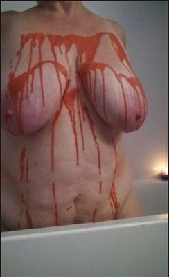 Hot wax on beautiful breasts