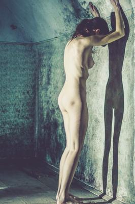 BDSM, nude teen slave shackled