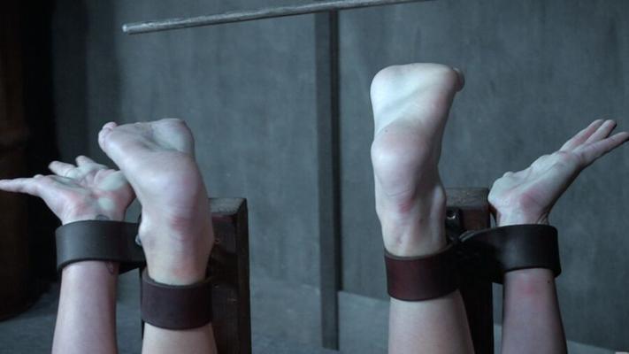 Belts and leather cuffs bondage