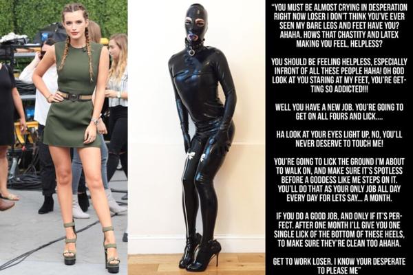 Bella Thorne Latex grausamer Sklave Keuschheit Bildunterschriften