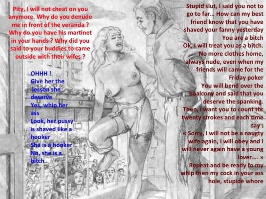 captions of farrel BDSM drawing