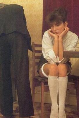 Retro spanking - Filing cabinet schoolgirl spanked by older man