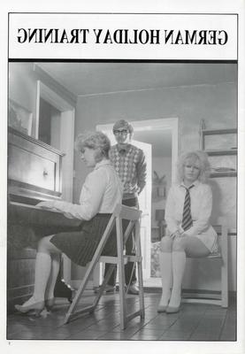 Retro Spanking Blushes picture set Two girls bathroom